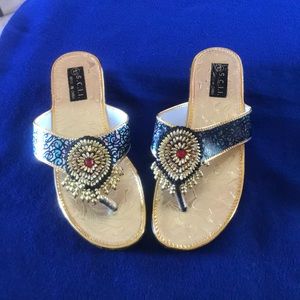 Gold w/ multi strap that includes beaded embellishments